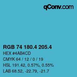 カラーコード: RGB 74 180.4 205.4 | qconv.com