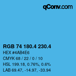 カラーコード: RGB 74 180.4 230.4 | qconv.com