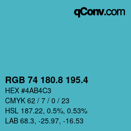 カラーコード: RGB 74 180.8 195.4 | qconv.com