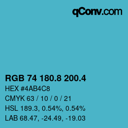 カラーコード: RGB 74 180.8 200.4 | qconv.com