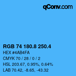 カラーコード: RGB 74 180.8 250.4 | qconv.com