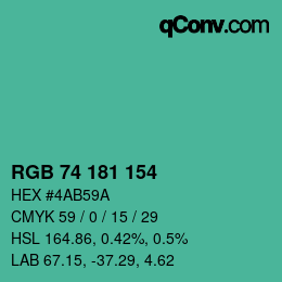 Código de color: RGB 74 181 154 | qconv.com
