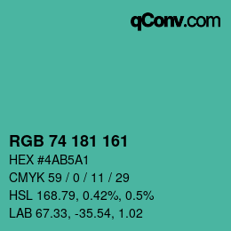 颜色代码: RGB 74 181 161 | qconv.com