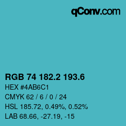 カラーコード: RGB 74 182.2 193.6 | qconv.com