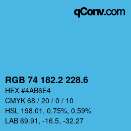 カラーコード: RGB 74 182.2 228.6 | qconv.com