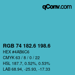 カラーコード: RGB 74 182.6 198.6 | qconv.com