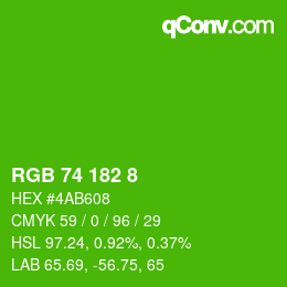 颜色代码: RGB 74 182 8 | qconv.com