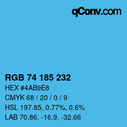 Color code: RGB 74 185 232 | qconv.com