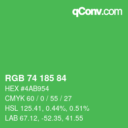 Color code: RGB 74 185 84 | qconv.com