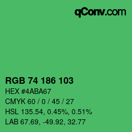 カラーコード: RGB 74 186 103 | qconv.com
