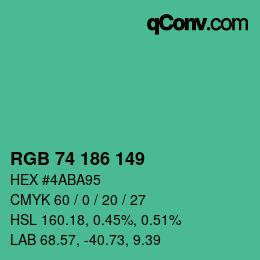 Color code: RGB 74 186 149 | qconv.com
