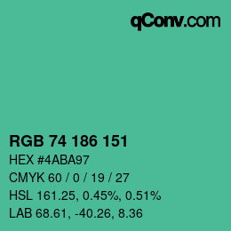 Código de color: RGB 74 186 151 | qconv.com