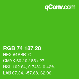 颜色代码: RGB 74 187 28 | qconv.com