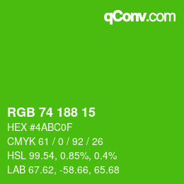 Color code: RGB 74 188 15 | qconv.com