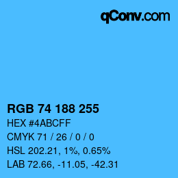 Color code: RGB 74 188 255 | qconv.com
