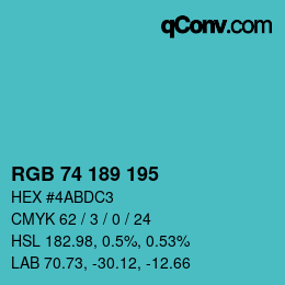 カラーコード: RGB 74 189 195 | qconv.com