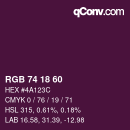 颜色代码: RGB 74 18 60 | qconv.com
