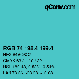 カラーコード: RGB 74 198.4 199.4 | qconv.com