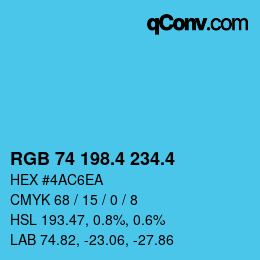 カラーコード: RGB 74 198.4 234.4 | qconv.com