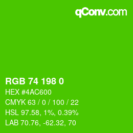 Color code: RGB 74 198 0 | qconv.com