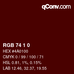 颜色代码: RGB 74 1 0 | qconv.com