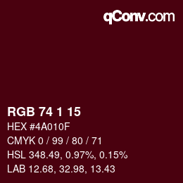 Color code: RGB 74 1 15 | qconv.com
