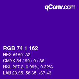 Color code: RGB 74 1 162 | qconv.com
