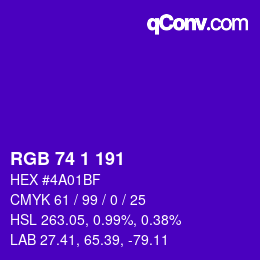Color code: RGB 74 1 191 | qconv.com
