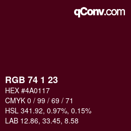 Color code: RGB 74 1 23 | qconv.com