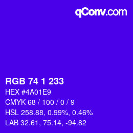 カラーコード: RGB 74 1 233 | qconv.com