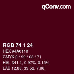 カラーコード: RGB 74 1 24 | qconv.com