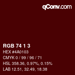 カラーコード: RGB 74 1 3 | qconv.com