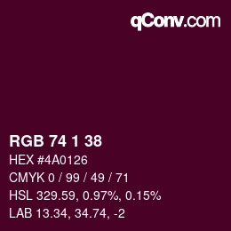 カラーコード: RGB 74 1 38 | qconv.com