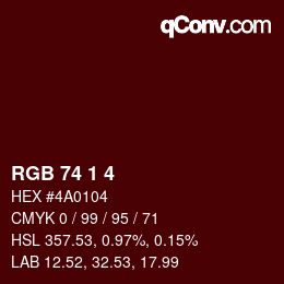 Color code: RGB 74 1 4 | qconv.com
