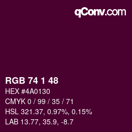 Color code: RGB 74 1 48 | qconv.com