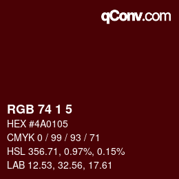Color code: RGB 74 1 5 | qconv.com