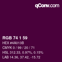 Color code: RGB 74 1 59 | qconv.com