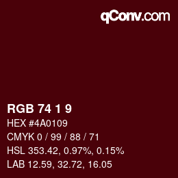 Color code: RGB 74 1 9 | qconv.com