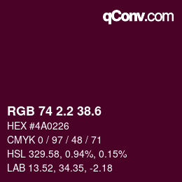 カラーコード: RGB 74 2.2 38.6 | qconv.com