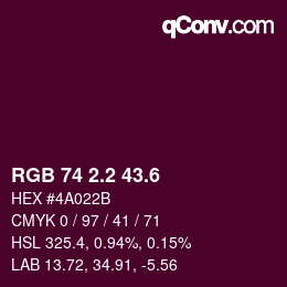 カラーコード: RGB 74 2.2 43.6 | qconv.com