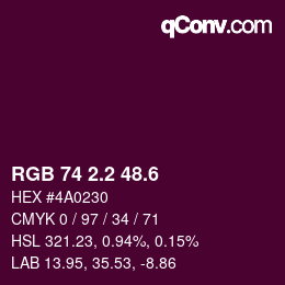 カラーコード: RGB 74 2.2 48.6 | qconv.com
