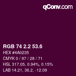 カラーコード: RGB 74 2.2 53.6 | qconv.com