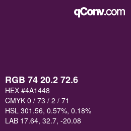カラーコード: RGB 74 20.2 72.6 | qconv.com