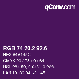 カラーコード: RGB 74 20.2 92.6 | qconv.com