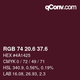 カラーコード: RGB 74 20.6 37.6 | qconv.com