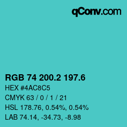 カラーコード: RGB 74 200.2 197.6 | qconv.com