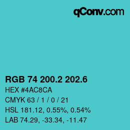 カラーコード: RGB 74 200.2 202.6 | qconv.com