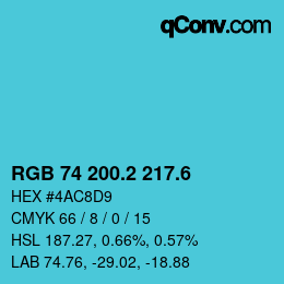 カラーコード: RGB 74 200.2 217.6 | qconv.com