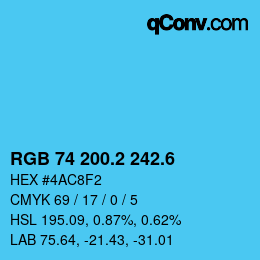 カラーコード: RGB 74 200.2 242.6 | qconv.com