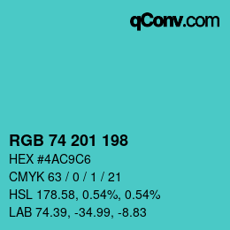 Color code: RGB 74 201 198 | qconv.com